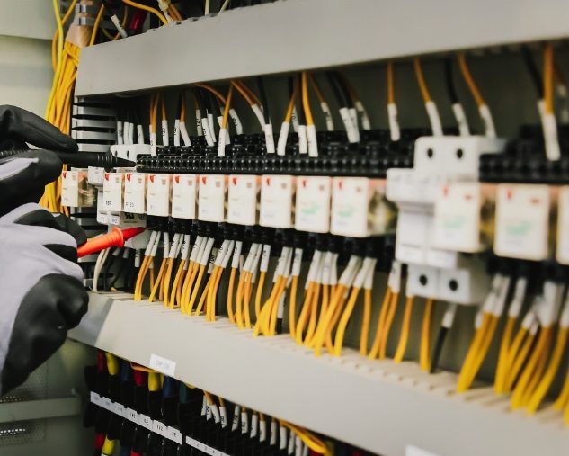 Electrician working on wires