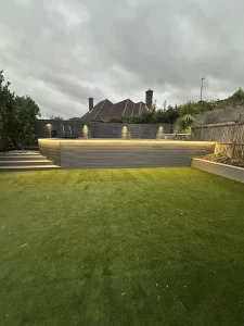 Garden view with newly installed lights