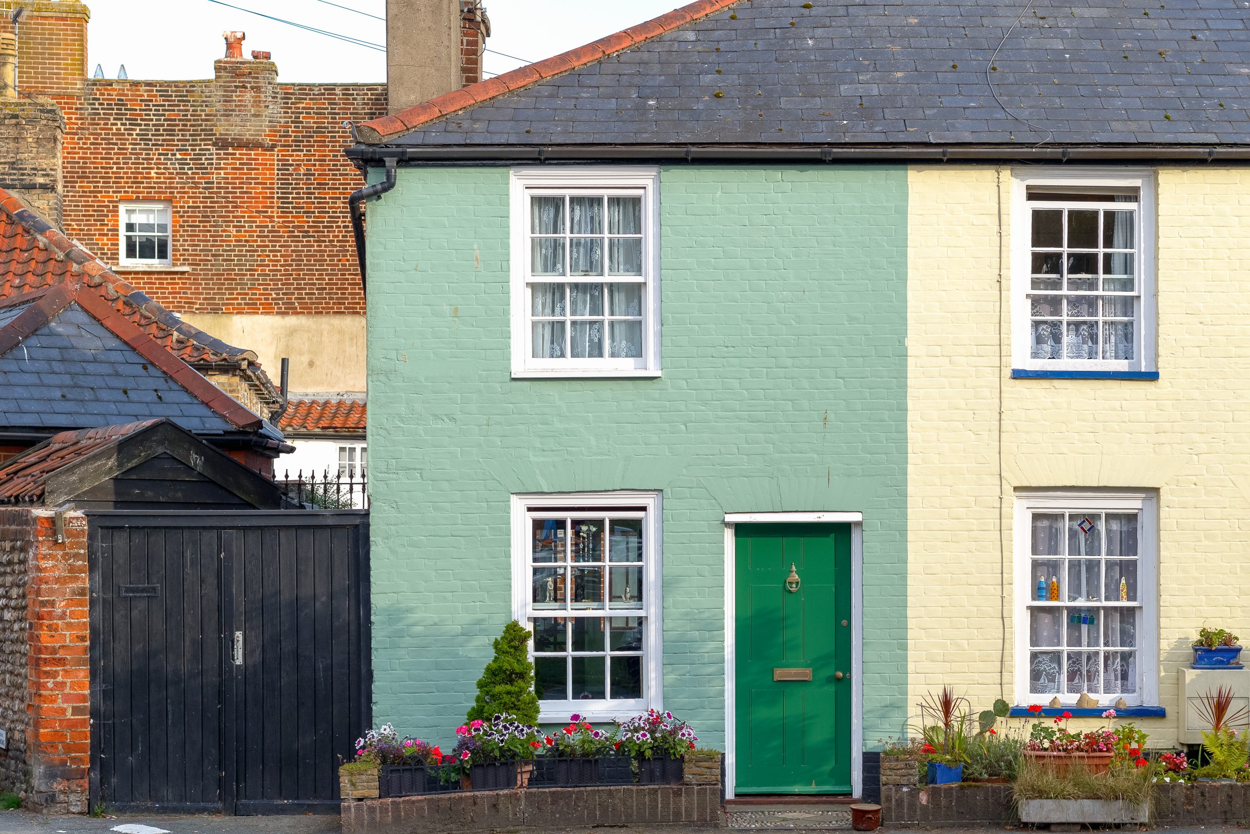 Colourful terraced houses in Southwold,