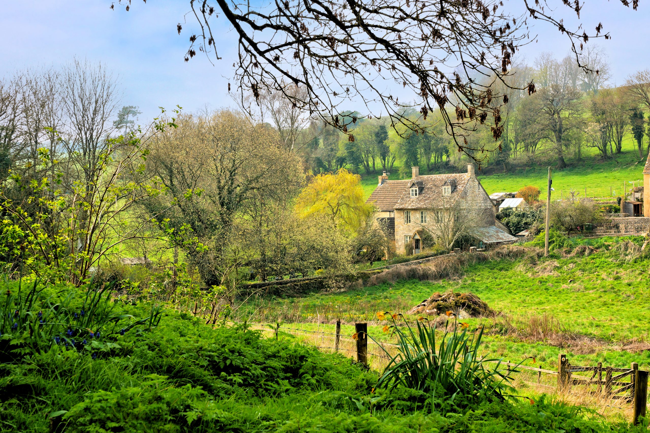 Quaint farmhouse in the beautiful countryside during spring