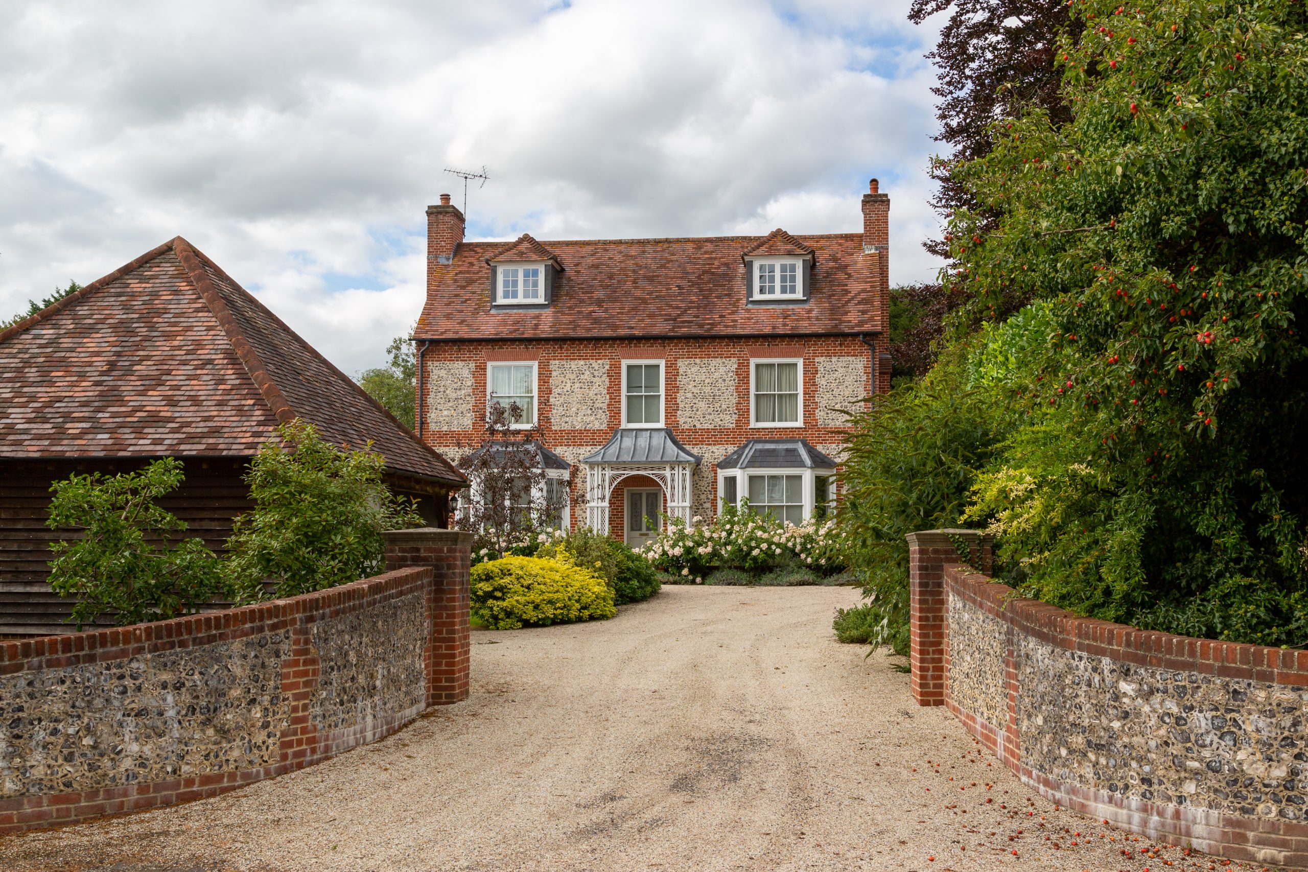 The driveway leading to an expensive country home
