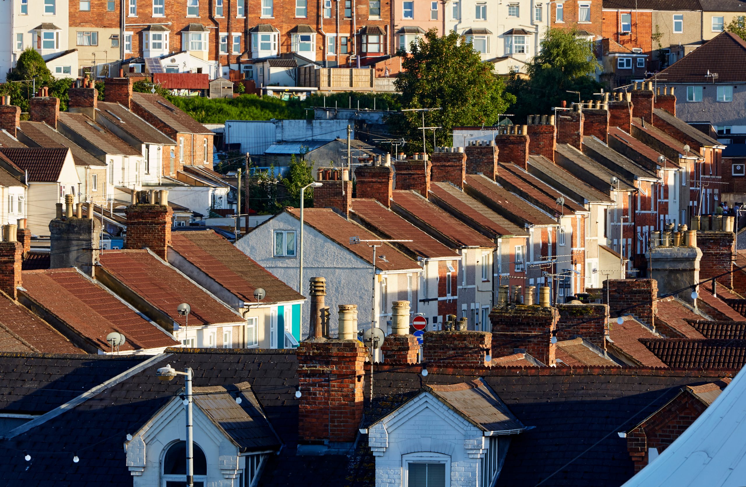 Aerial view of the terraced housing skyline