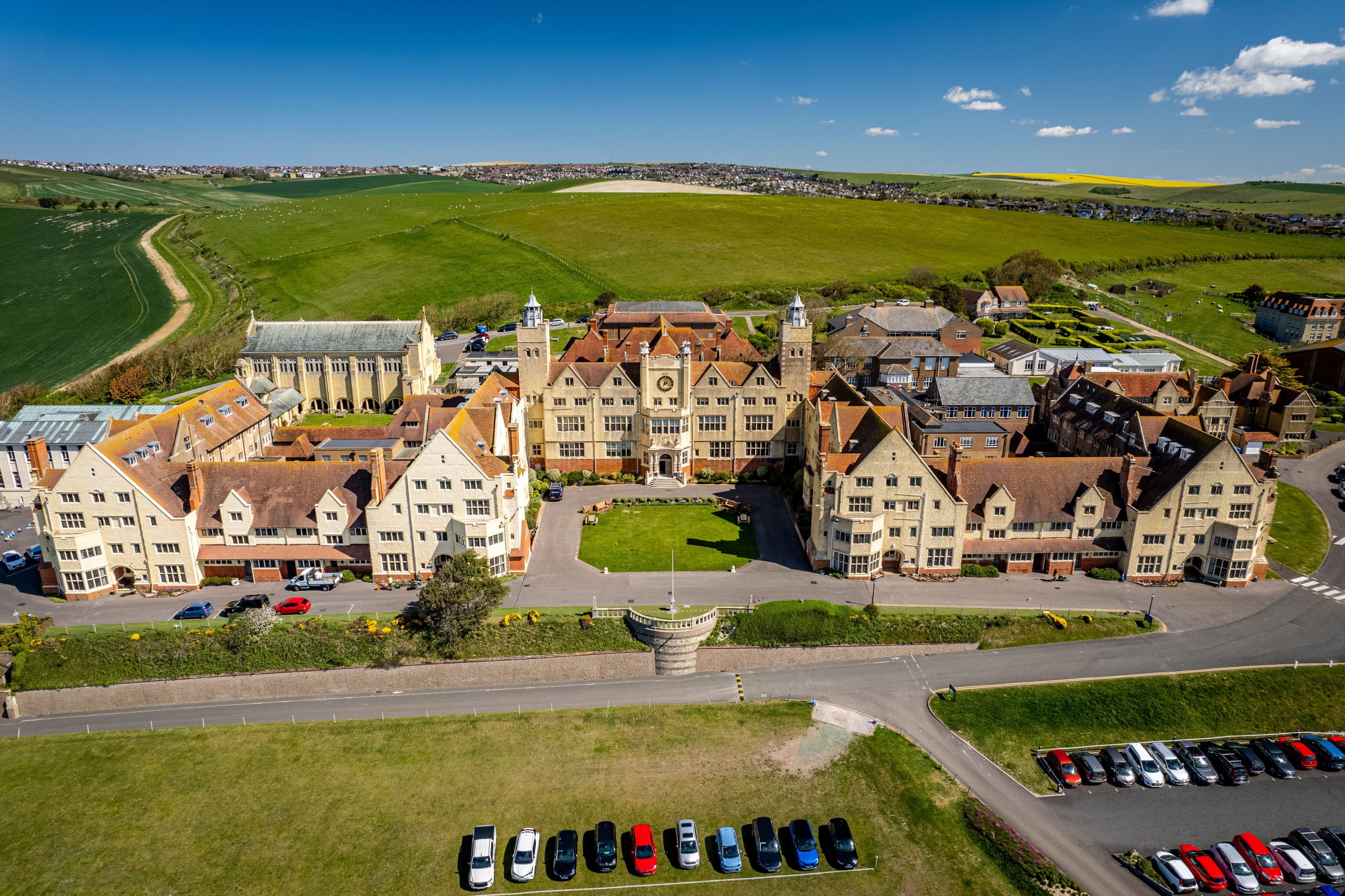Aerial view of the Roedean School in Brighton, East Sussex, England