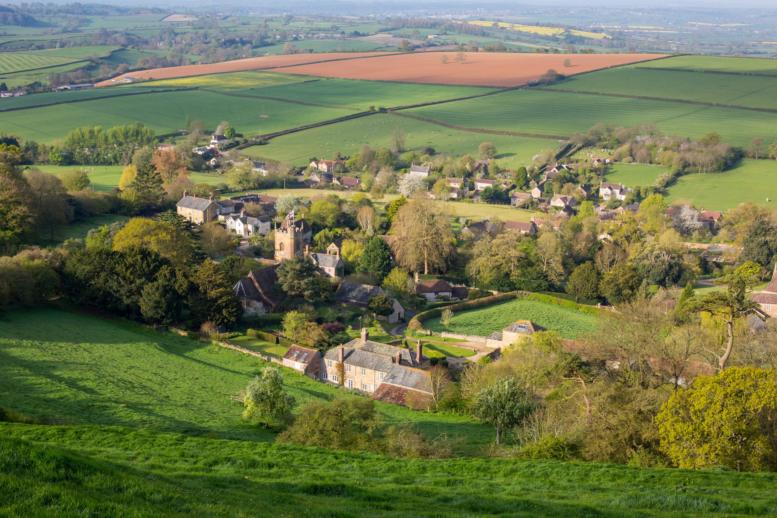 Aerial view of english village