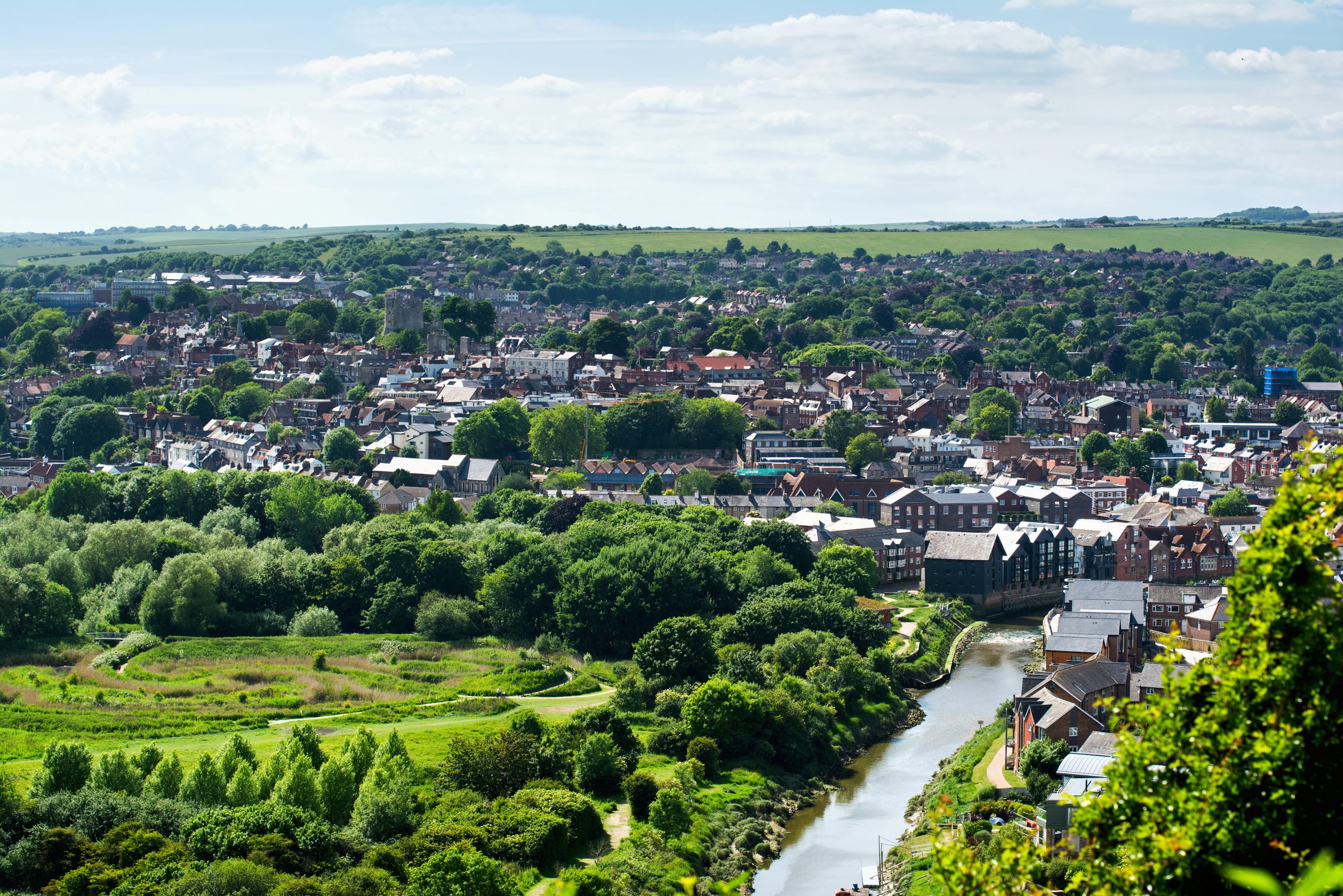 View of old English town of Lewes
